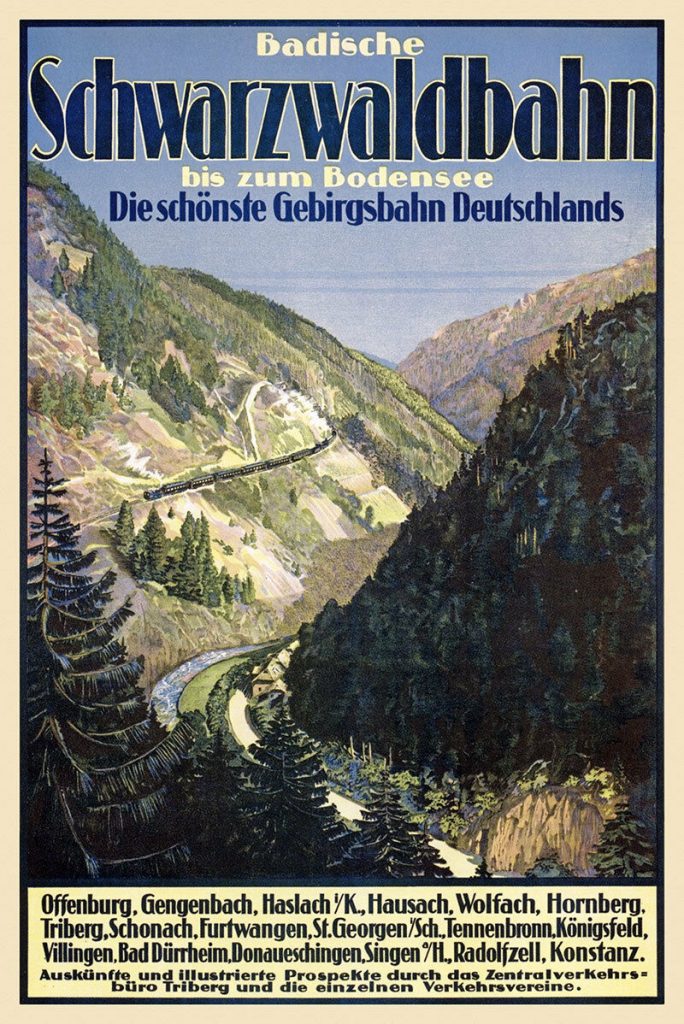 Plakat von der Schwarzwaldbahn um 1930.